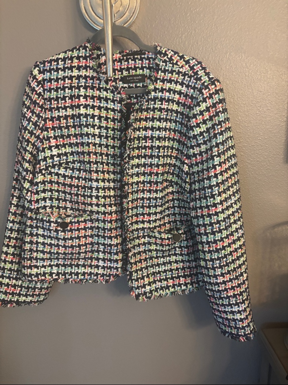 kate spade Black Multicolor Tweed Cropped Jacket